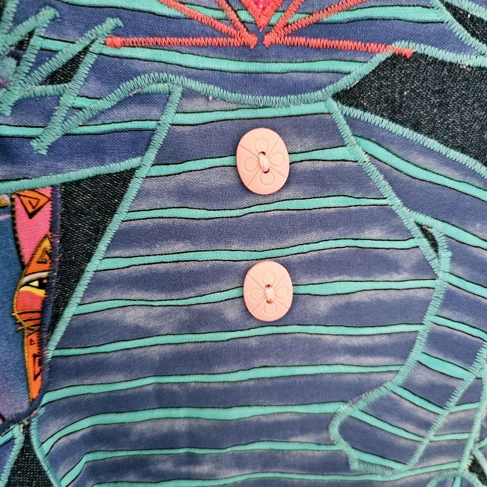 Vintage Haiks crazy cats denim blouse size L embroidered embellished - Picture 14 of 16